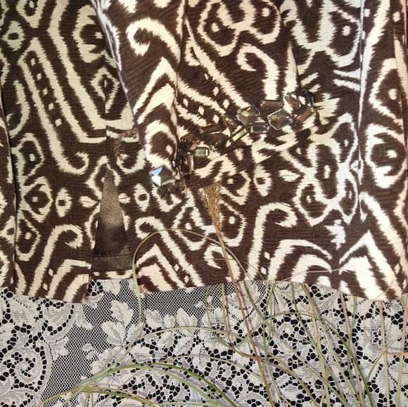 Louis Dell Olio brown cream skirt set bohemian beaded collar and cuffs vintage - Picture 6 of 8